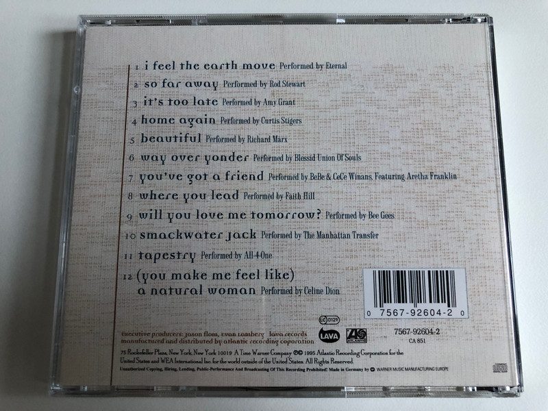Tapestry Revisited: A Tribute To Carole King / Featuring: Celine Dion, Rod Stewart, Eternal, All -4- One, Bee Gees, Richard Marx, Aretha Franklin, Amy Grant, Curtis Stigers, BeBe & CeCe Winans, Blessid Union Of Souls / Lava Audio CD 1995 / 7567-92604-2