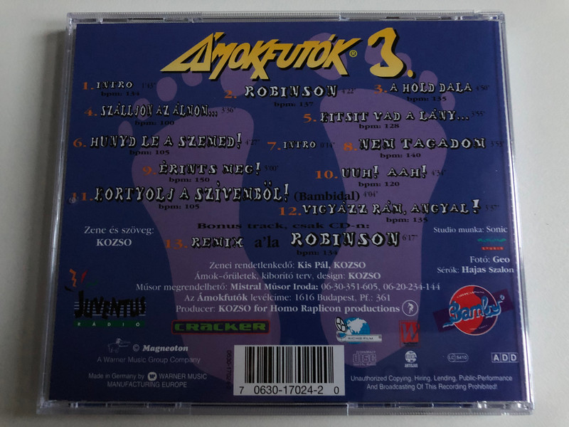 Ámokfutók – 3. / Kozso, Feat. Noa, Feat. Candy / Magneoton Audio CD / 0630-17024-2