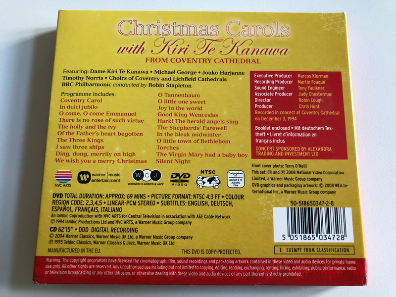 Christmas Carols with Kiri Te Kanawa / The audio recording on CD, with the concert on DVD / Warner Classic Audio CD + DVD CD 2004 / 50-518650347-2-8