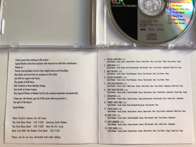 Garth Webber – Get A Grip On The Blues / Crosscut Records Audio CD 1991 / CCD 11034