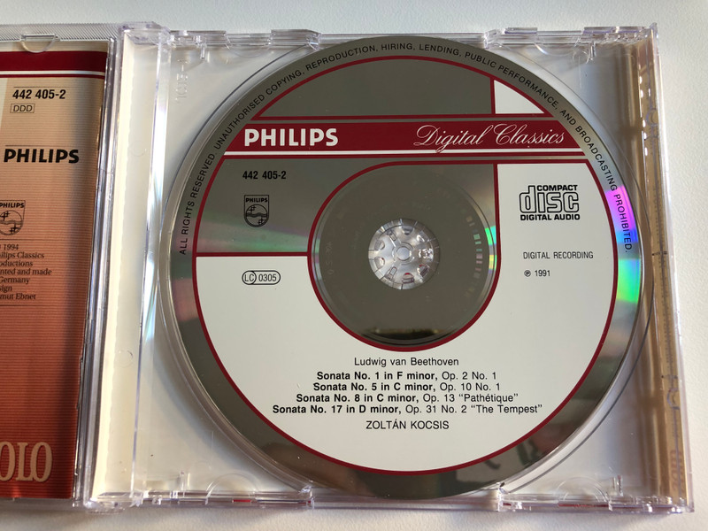 Kocsis plays Beethoven including the "Pathétique" / 70 min + / Philips Audio CD 1994 / 442 405-2