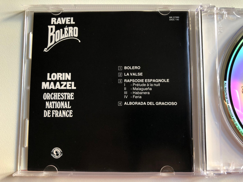 Ravel: Boléro - La valse, Rapsodie Espagnole, Alborada Del Gracioso / Lorin Maazel, Orchestre National De France / CBS Masterworks Audio CD Stereo / MK 37289