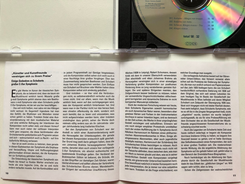 Bertrand de Billy - Vienna Radio Symphony Orchestra / Franz Schubert - Symphony No. 8 in C major / Oehms Classics Audio CD 2004 / OC 339