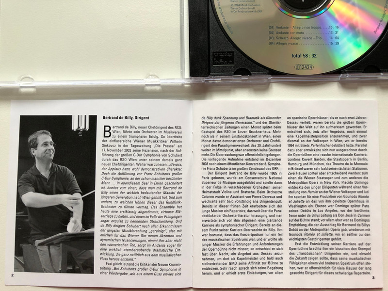 Bertrand de Billy - Vienna Radio Symphony Orchestra / Franz Schubert - Symphony No. 8 in C major / Oehms Classics Audio CD 2004 / OC 339