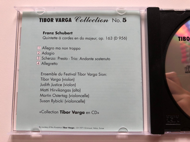 Tibor Varga Collection - 5 - Franz Schubert - Quintette do maj. op. 163 (D 956) / Audio CD
