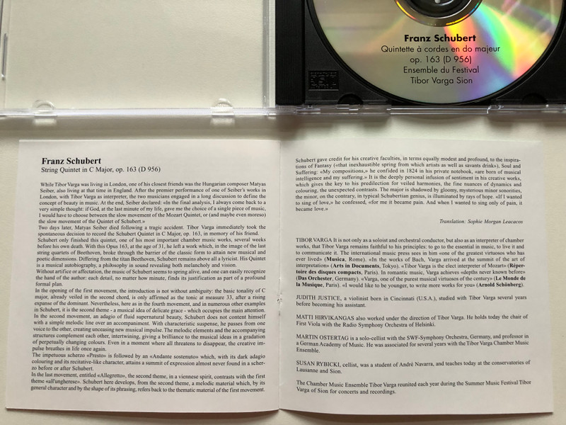 Tibor Varga Collection - 5 - Franz Schubert - Quintette do maj. op. 163 (D 956) / Audio CD