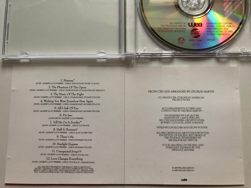 José Carreras – José Carreras Sings Andrew Lloyd Webber / Gong Audio CD 1989 / HCDL 37486
