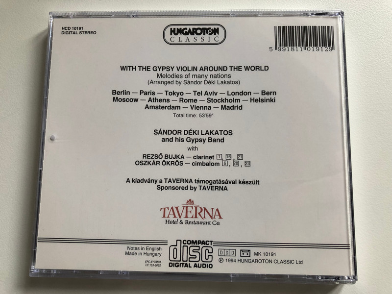 With The Gipsy Violin Around The World - Sándor Déki Lakatos And His Gipsy Band / Hungaroton Classic Audio CD 1994 Stereo / HCD 10191