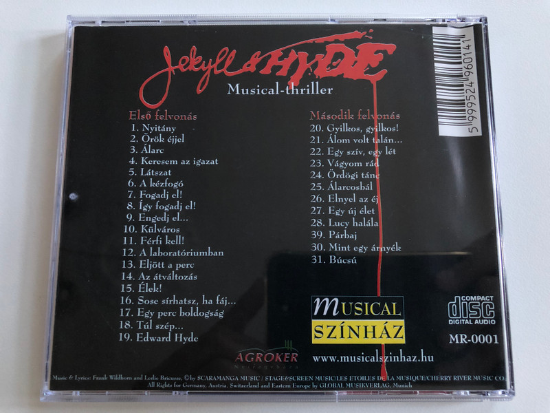 Jekyll & Hayde - Musical-thrillerr / A Musical Szinhaz Eredeti Szereposztasaban / Musical Records Audio CD 2001 / MR-0001 /  Rendező: Molnár László 