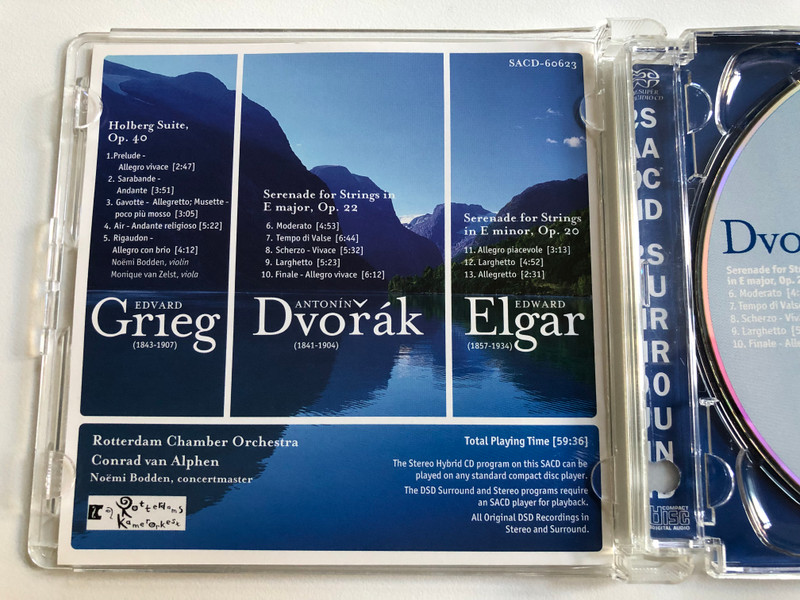 Rotterdam Chamber Orchestra – Grieg: Holberg Suite Op. 40 - Dvorak: Serenade for Strings Op. 22 - Elgar: Serenade for Strings Op. 20 / Conrad van Alphen, Rotterdam Chamber Orchestra / Telarc Audio CD 2003 / SACD-60623
