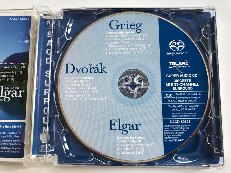 Rotterdam Chamber Orchestra – Grieg: Holberg Suite Op. 40 - Dvorak: Serenade for Strings Op. 22 - Elgar: Serenade for Strings Op. 20 / Conrad van Alphen, Rotterdam Chamber Orchestra / Telarc Audio CD 2003 / SACD-60623
