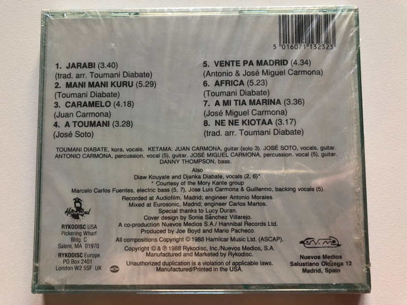 Songhai - Ketama, Toumani Diabate, Danny Thompson / Hannibal Records Audio CD 1998 / HNCD 1323