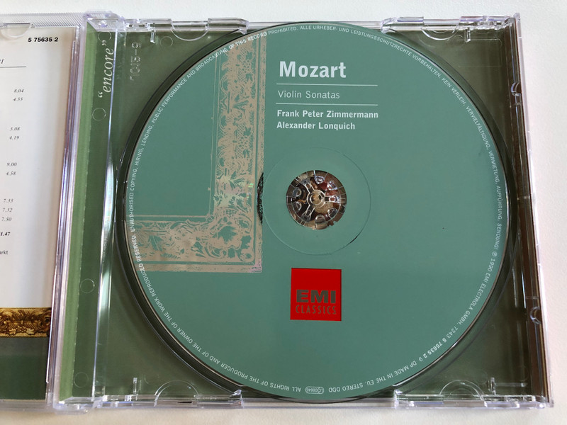 Mozart - Violin Sonatas - Frank Peter Zimmermann, Alexander Lonquich / EMI Classics Audio CD 2002 / 724357563529