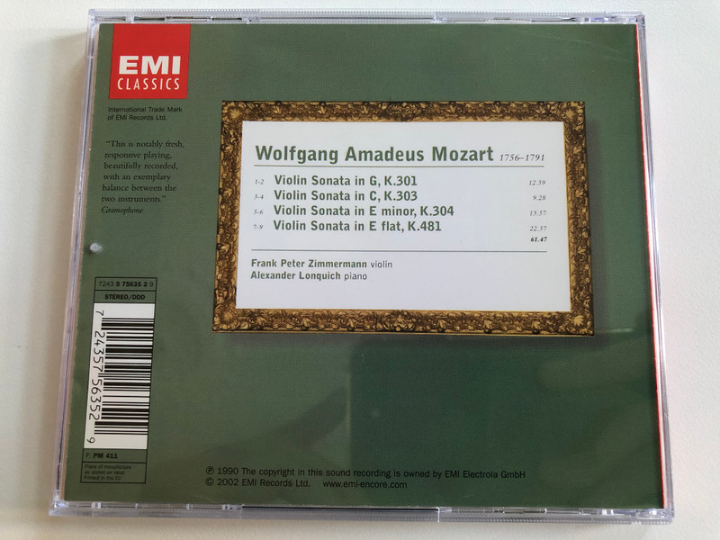Mozart - Violin Sonatas - Frank Peter Zimmermann, Alexander Lonquich / EMI Classics Audio CD 2002 / 724357563529