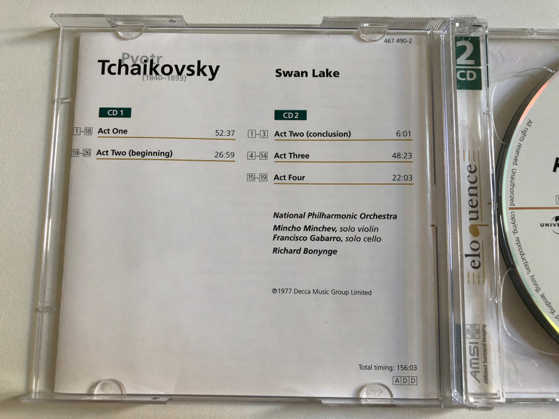 Pyotr Tchaikovsky - Swan Lake / National Philharmonic Orchestra, Richard Bonynge / Decca 2x Audio CD / 467 490-2