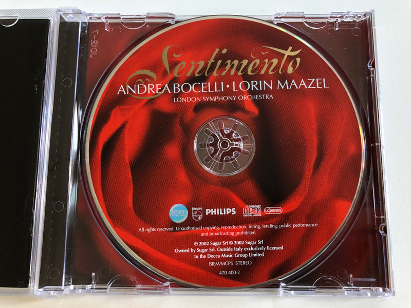 Andrea Bocelli – Sentimento / London Symphony Orchestra. Lorin Maazel / Philips Audio CD 2002 / 470 400-2