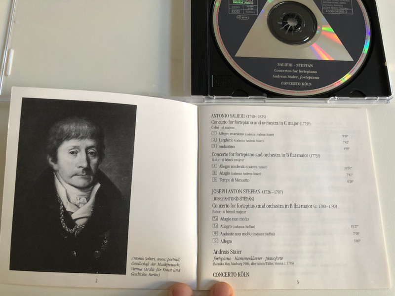 Salieri, Steffan - Concertos for Fortepiano / Andreas Staier, Concerto Köln / Teldec Audio CD 1995 Stereo / 4509-94569-