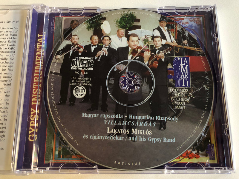 Magyar rapszodia = Hungarian Rhapsody - Villamcsardas = Lightning Csardas / Lakatos Miklos es ciganyzenekara = and his gypsy band / LaMarTi Audio CD 2001 Stereo / LCD 1033