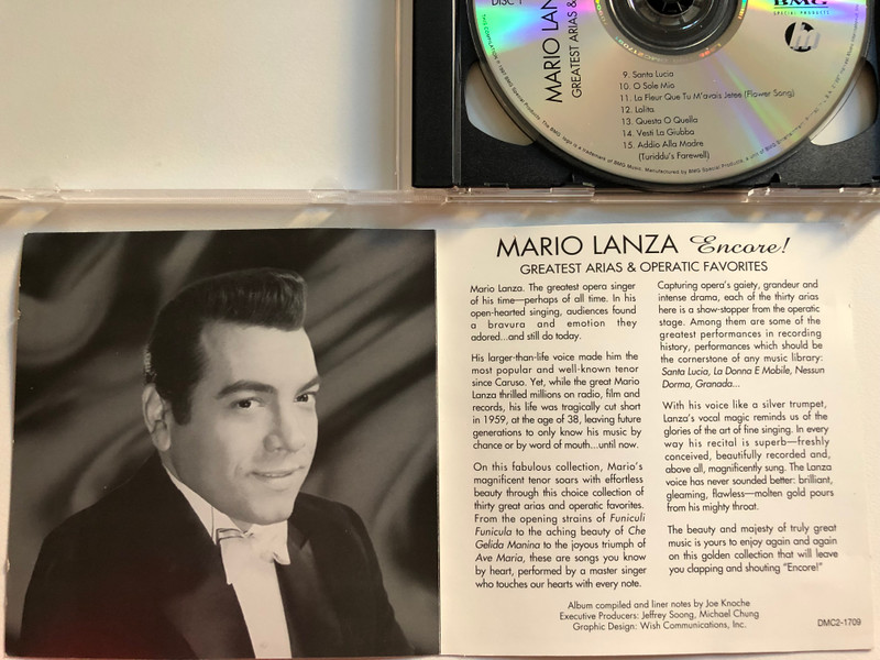 Mario Lanza Encore! - Greatest Arias & Operatic Favorites / BMG 2x Audio CD 1997 / DMC2-1709