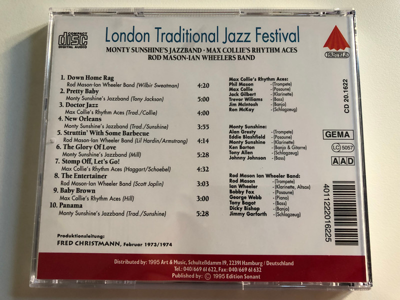 London Tradition Jazzfestival - Stomp Off, Let's Go / Monty Sunshine, Max Collie, Rod Mason, Jan Wheeler, u.a. / Pastels Audio CD 1995 / CD 20.1622