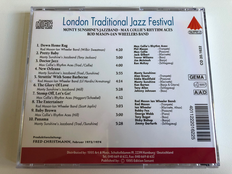 London Tradition Jazzfestival - Stomp Off, Let's Go / Monty Sunshine, Max Collie, Rod Mason, Jan Wheeler, u.a. / Pastels Audio CD 1995 / CD 20.1622