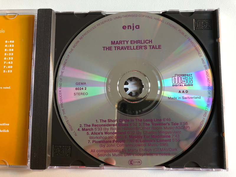 Marty Ehrlich – The Traveller's Tale / Stan Strickland, Lindsey Horner, Bobby Previte / Enja Records Audio CD 1990 / enja 6024 2