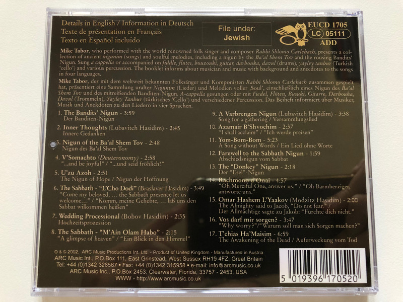 Jewish Soul: A World of Passion, Yearning and Joy ... - Mike Tabor / ARC Music Audio CD 2002 / EUCD 1705