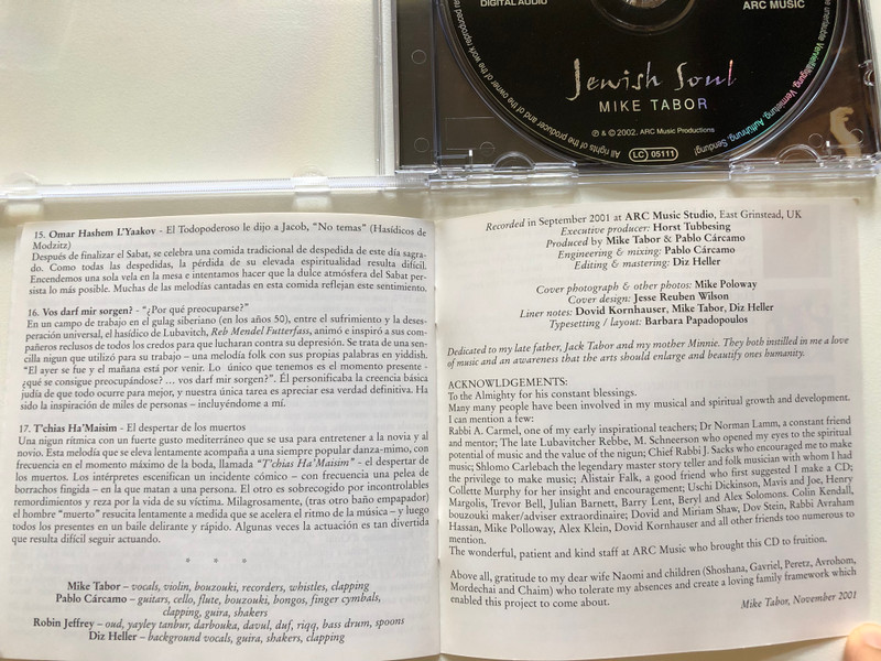 Jewish Soul: A World of Passion, Yearning and Joy ... - Mike Tabor / ARC Music Audio CD 2002 / EUCD 1705