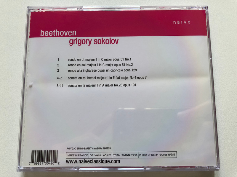Beethoven - Sonatas 4 & 28, Rondos - Grigory Sokolov / Verona 1991 / Naïve Audio CD 2005 / OP 30420