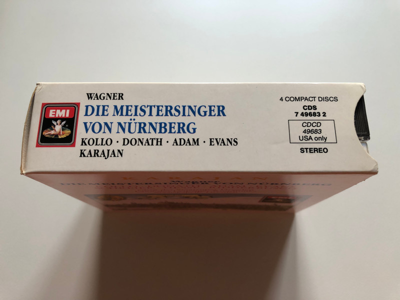 Karajan - Wagner - Die Meistersinger Von Nürnberg / Kollo, Donath, Adam, Evans, Schreier, Hesse. Ridderbusch / Chor der Staatsoper Dresden, Chor des Leipziger Rundfunks, Staatskapelle Dresden / EMI 4x Audio CD 1988 Stereo / 7 49683 2