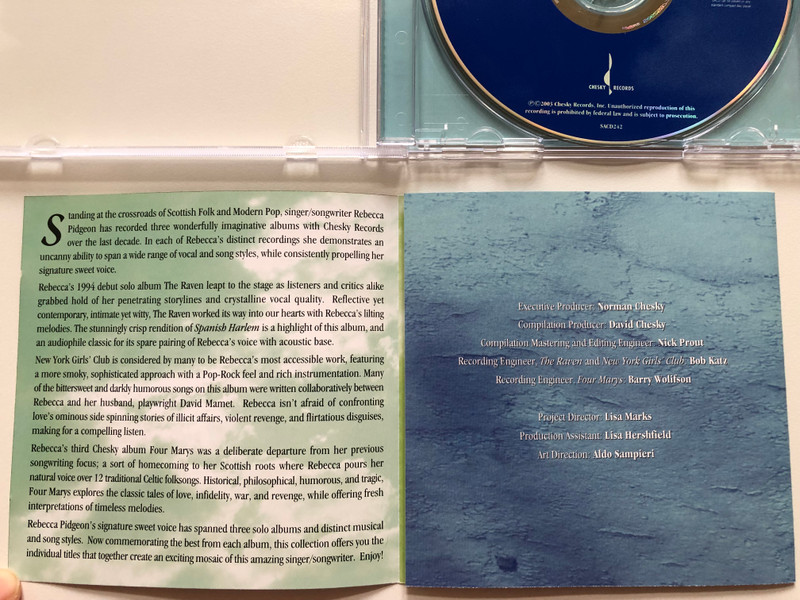 Rebecca Pidgeon – Retrospective / Chesky Records Audio CD 2003 Stereo / SACD242