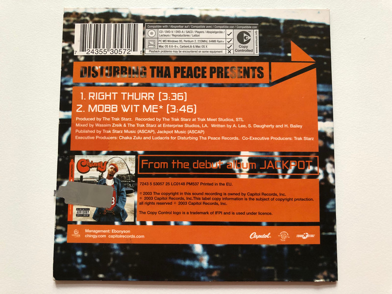 Chingy – Right Thurr / Capitol Records Audio CD 2003 / Capitol Records Audio CD 2003 / 724355305725