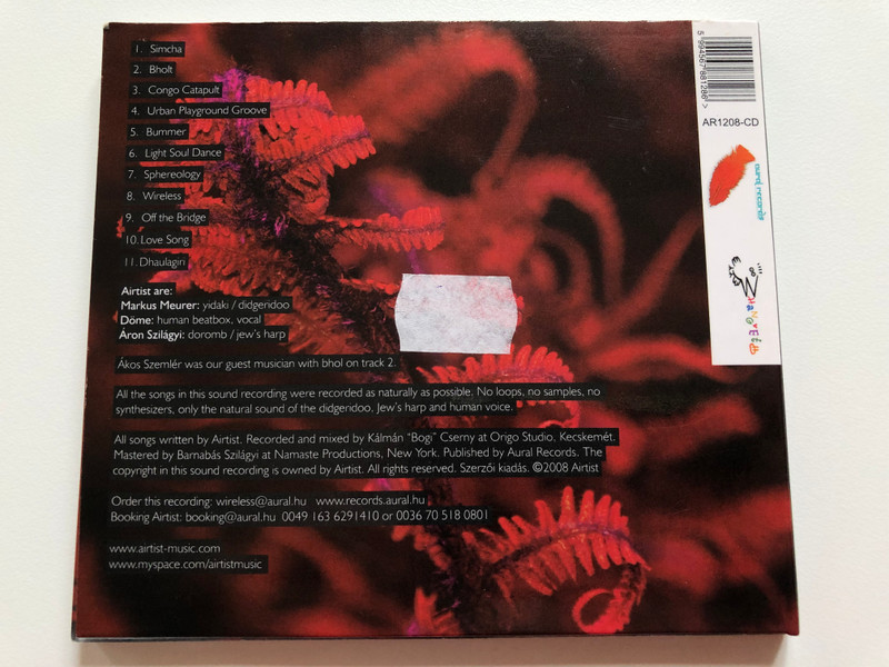 Wireless / airtist - Biodynamic Trance Project / Natural Vibes On, Doromb (Jew's Harp), Human Beatbox, Didgeridoo / Airtist Audio CD 2008 / AR1208-CD