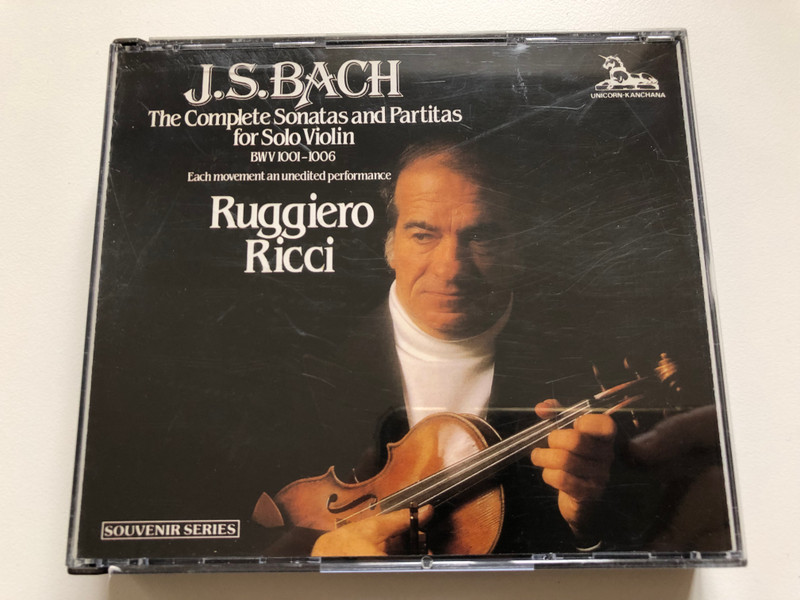 J. S. Bach - The Complete Sonatas and Partitas For Solo Violin BWV 1001-1006 - Ruggiero Ricci / Unicorn-Kanchana 2x Audio CD 1992 / UKCD2053/4