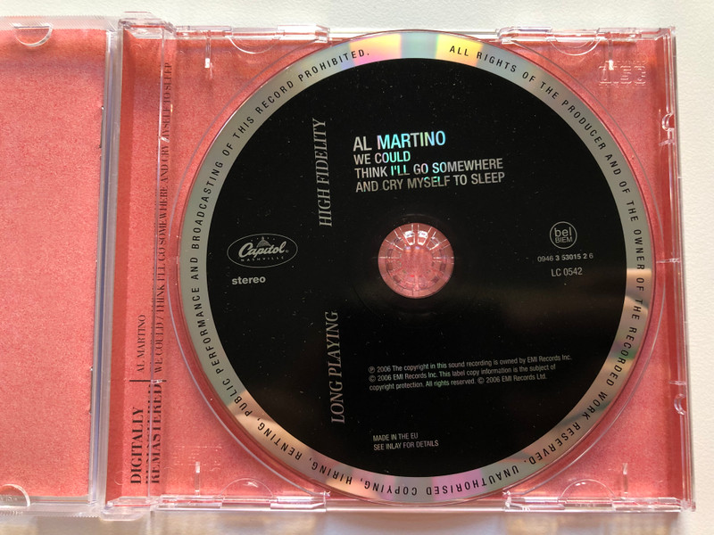Al Martino - We Could; Think I'll Go Somewhere And Cry Myself To Sleep / EMI Audio CD 2006 / 094635301526