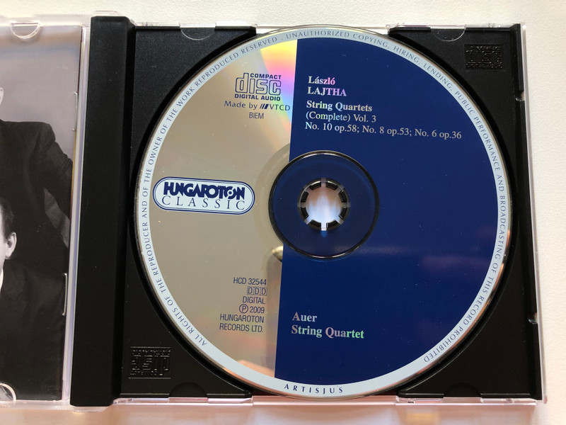 Laszlo Lajtha - String Quartets (complete) Vol. 3 Nos. 6, 8, 10 / Auer String Quartet / Hungaroton Classic Audio CD 2009 Stereo / HCD 32544