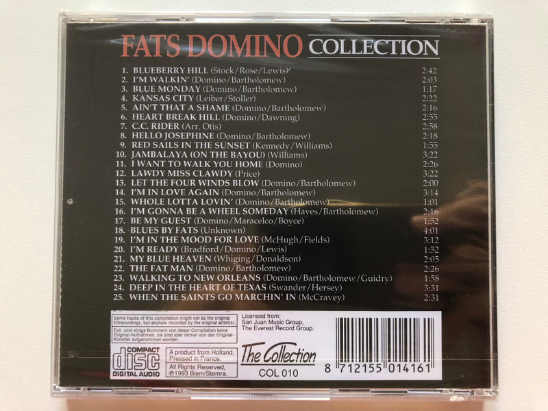 Fats Domino – Collection 25 Tunes / The Collection Audio CD 1993 / COL 010