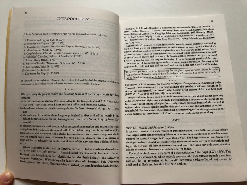 J.S. Bach - Sämtliche Orgelwerke 1 - Complete Organ Works 1 / EMB Study Scores / Editio Musica Budapest 1985 / Z. 40 090 / Praeludien und Fugen I - II 