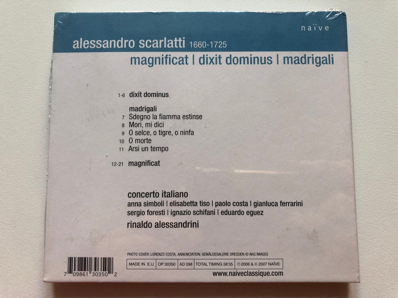 Scarlatti - Concerto Italiano, Rinaldo Alessandrini – Magnificat Dixit Dominus / Naïve Audio CD 2006 / OP 30350