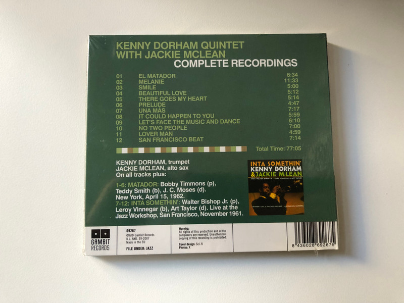 Kenny Dorham Quintet With Jackie McLean – Complete Recordings / Gambit Records Audio CD 2007 / 69267