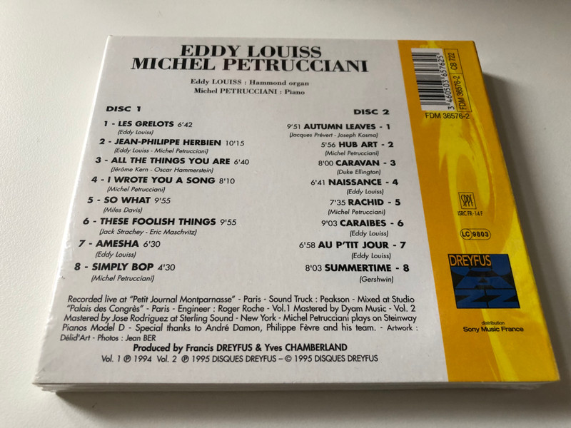 Conférence De Presse... L'Intégrale - Eddy Louiss & Michel Petrucciani / Dreyfus Jazz 2x Audio CD 1995 / FDM 36576-2