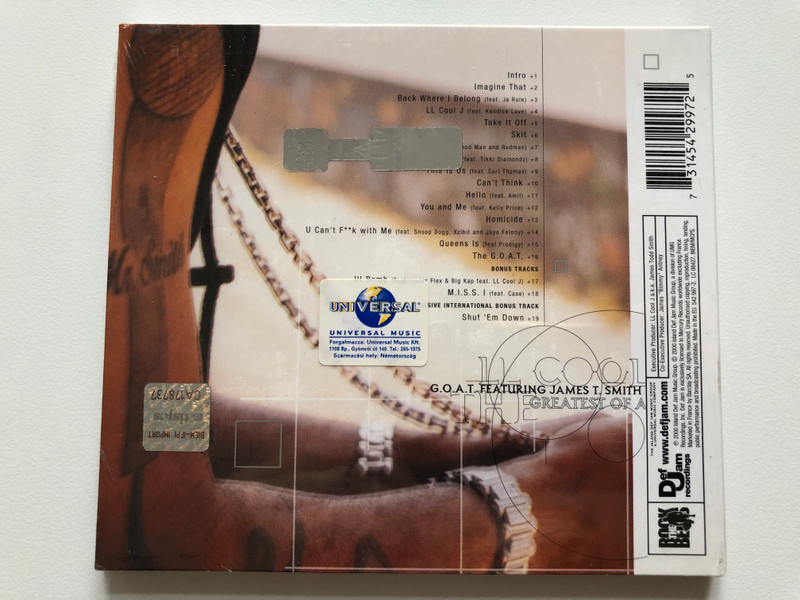 LL Cool J – G.O.A.T. Featuring James T. Smith - The Greatest Of All Time / Featuring The Hit Singles ''Imagine That'', ''Take It Off'' and exclusive bonus ''Shut 'Em Down'', Including DMX, Method Man / Def Jam Recordings Audio CD 2000 / 542 997-2