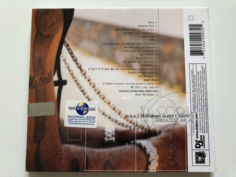 LL Cool J – G.O.A.T. Featuring James T. Smith - The Greatest Of All Time / Featuring The Hit Singles ''Imagine That'', ''Take It Off'' and exclusive bonus ''Shut 'Em Down'', Including DMX, Method Man / Def Jam Recordings Audio CD 2000 / 542 997-2