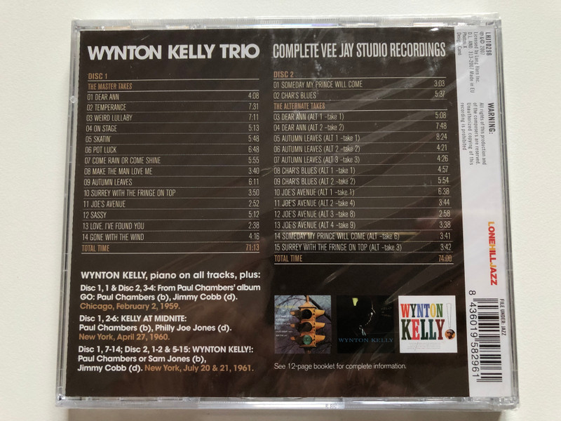Wynton Kelly Trio – Complete Vee Jay Studio Recordings / For Professional Collectors. Complete Sessions. Comprehensive Booklet. Meticulous Audio Restoration / Lone Hill Jazz 2x Audio CD 2007 / LHJ10296