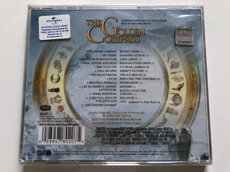 The Golden Compass (Original Motion Picture Soundtrack) - Music by Alexandre Desplat / Featuring: Kate Bush singing Lyea her original song for The Golden Compass / Decca Audio CD 2007 / 478 0207