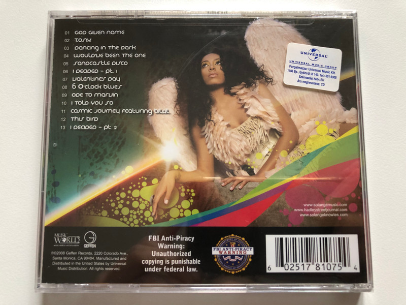 Solange – Sol-Angel And The Hadley St. Dreams / Includes ''I Decided'' & ''Sandcastle Disco''. Production & Features by: The Neptunes, Mark Ronson, Cee-Lo & Bilal / Geffen Records Audio CD 2008 / B001178502