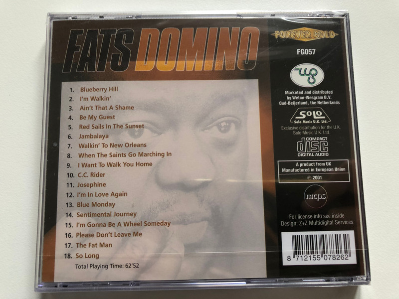 Fats Domino / Red Sails In The Sunset, Ain't That A Shame, I'm Walkin', Blueberry Hill / Forever Gold Audio CD 2001 / FG057 
