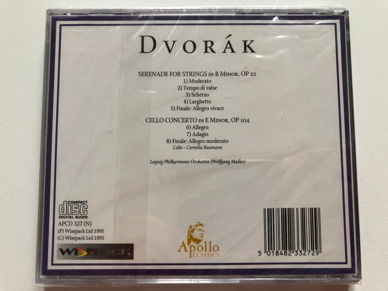 Dvořák – Serenade For Strings / Cello Concerto / Apollo Classics CD Audio 1993 (5018482332729)