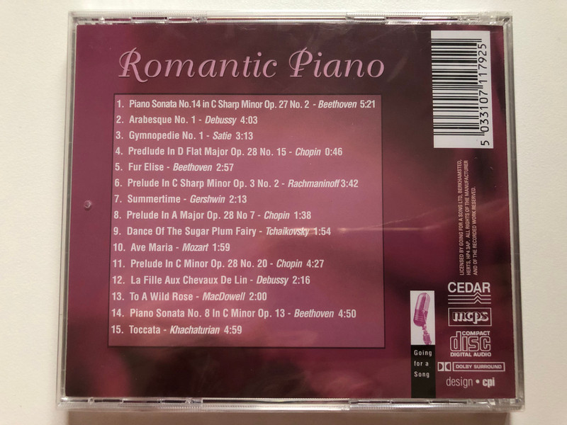 Romantic Piano - Performed by Kerri Kavanavich / Gymnopedie, Fur Elise, Summertime, Ave Maria, Toccata, and many more / Going For A Song Audio CD / GFS179
