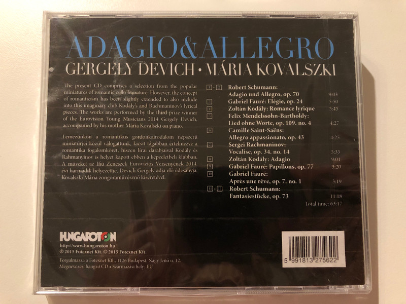 Adagio & Allegro - Gergely Devich With Maria Kovalszki / Hungaroton Audio CD 2015 / HCD 32756